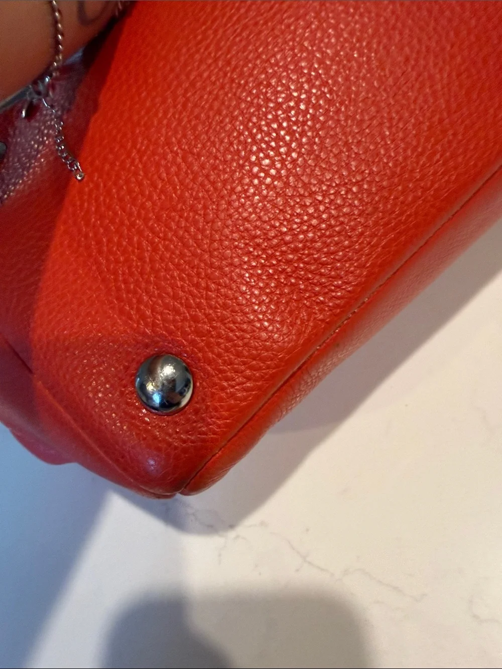 Coach Park Red Leather Carry All Totr with Yellow Tag Accent